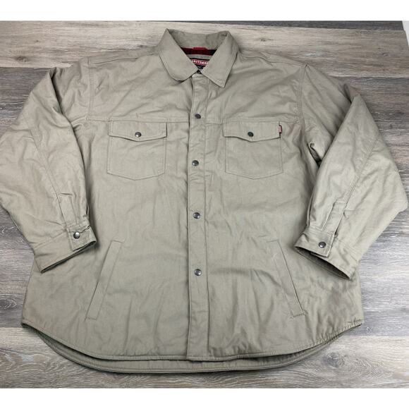 Craftsman Jacket Mens XXL Brown Tan Flannel Lined Chore Barn Canvas Shacket - Picture 1 of 6